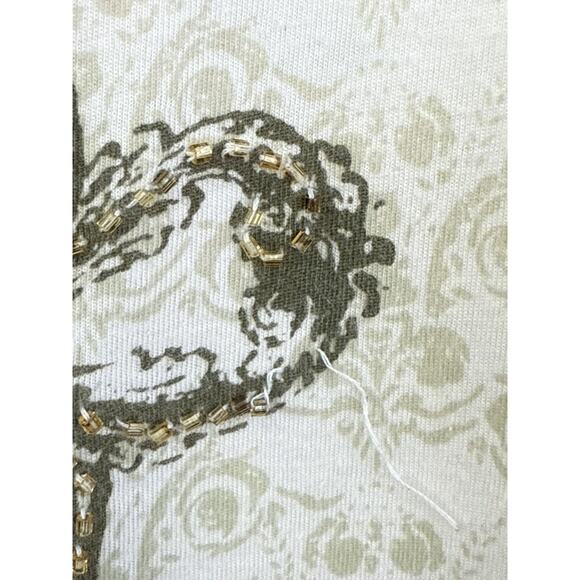 CAbi Womens Large #533 Embroidered Beaded Floral Print Butterfly Tank Top Flawed - Picture 8 of 9